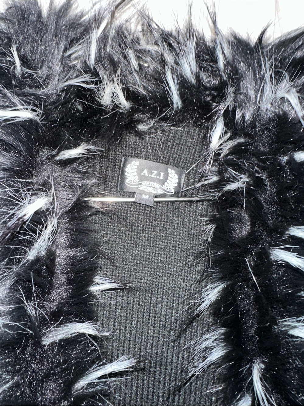 Black Faux-Fur Trim Open-Front Cape Coatigan - Picture 3 of 4
